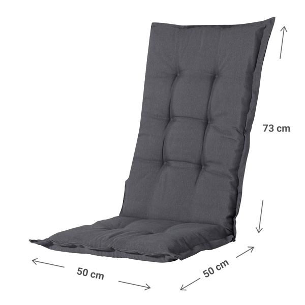 4er Komfortable Hochlehner-Auflage: weiches Gartenstuhlkissen, grau, 123x50cm, UV-Schutz–Gemütliches Sitzen & langlebige Qualität für Ihre Gartenmöbel