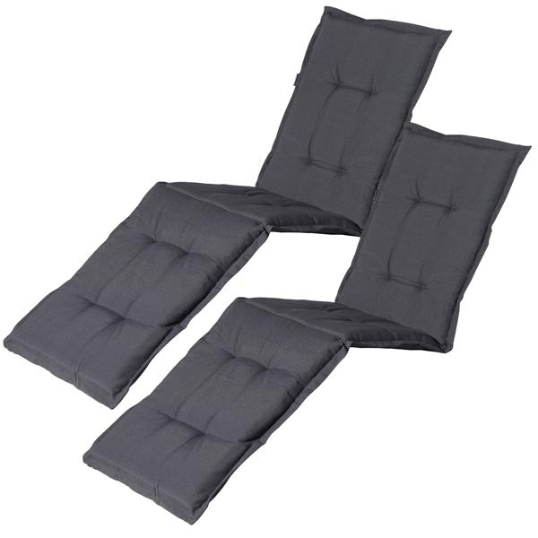 2er Komfort Liegen-Auflage, grau, 200 x 65 cm, by Madison – weiche Gartenliegen-Polsterung, UV-Schutz, äusserst robust & langlebig