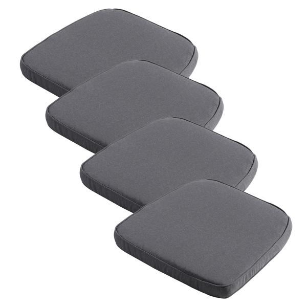 4er Set Bequemes Outdoor-Stuhlkissen (48x48cm, Grau): Komfortables Sitzkissen für Garten- & Essstühle, Made in Europe – für maximalen Sitzkomfort