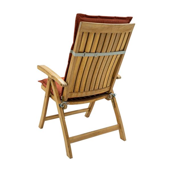 2er Set Extra-Komfort Hochlehner-Auflage, 123x50cm, Terra – Weiches Gartenstuhlkissen, UV-Schutz gegen Verblassen, Made in Europe