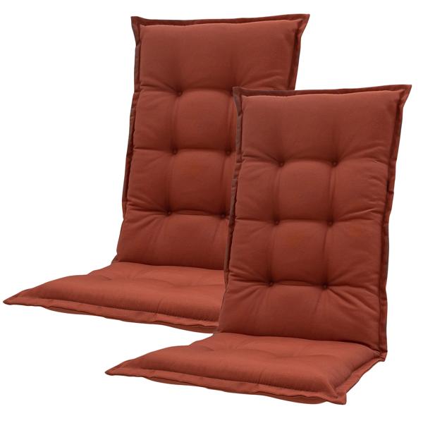 2er Set Extra-Komfort Hochlehner-Auflage, 123x50cm, Terra – Weiches Gartenstuhlkissen, UV-Schutz gegen Verblassen, Made in Europe