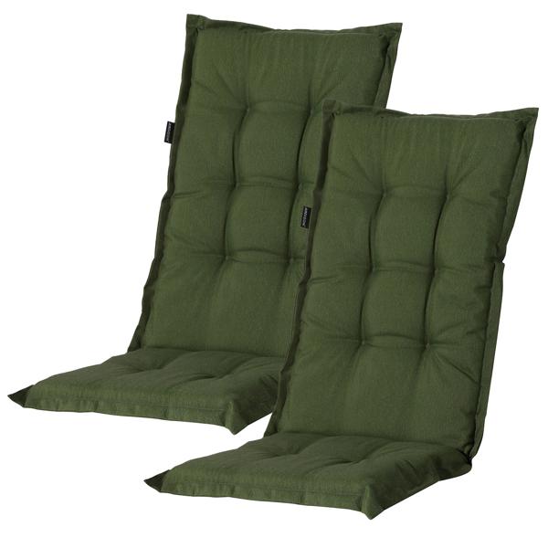 2er Extra-Komfort Hochlehner-Auflage, 123x50cm, grün – Weiches Gartenstuhlkissen, UV-Schutz gegen Verblassen, Made in Europe