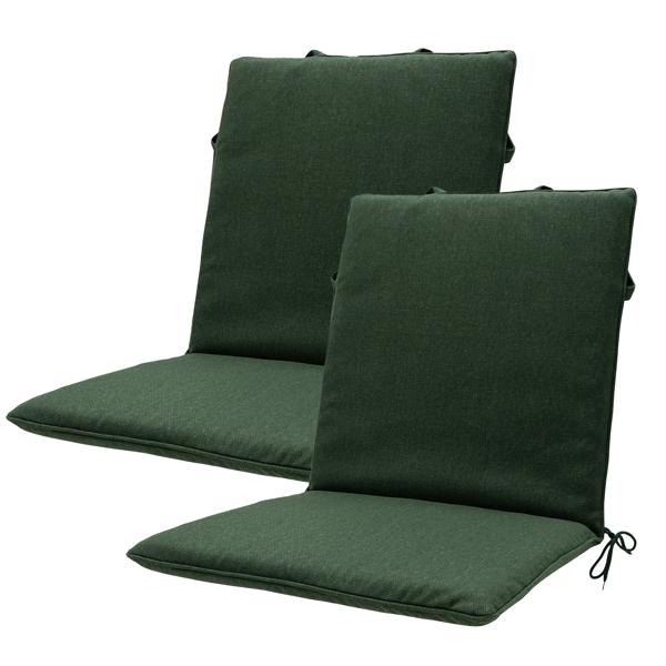 2er Elegante Gartenstuhl-Auflage - grün, 97x49 cm – UV Schutz,  für Niederlehner, optimale Polsterung & angenehmer Sitzkomfort