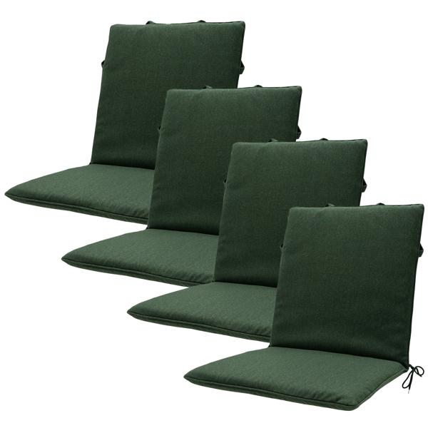 4er Elegante Gartenstuhl-Auflage - grün, 97x49 cm – UV Schutz,  für Niederlehner, optimale Polsterung & angenehmer Sitzkomfort