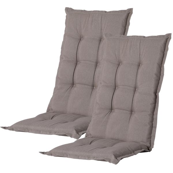 Hochlehner-Auflage 2er-Set - Weiches komfortables Gartenstuhlkissen taupe - UV-Schutz- Bindebänder- 123x50cm- Recyceltes Material