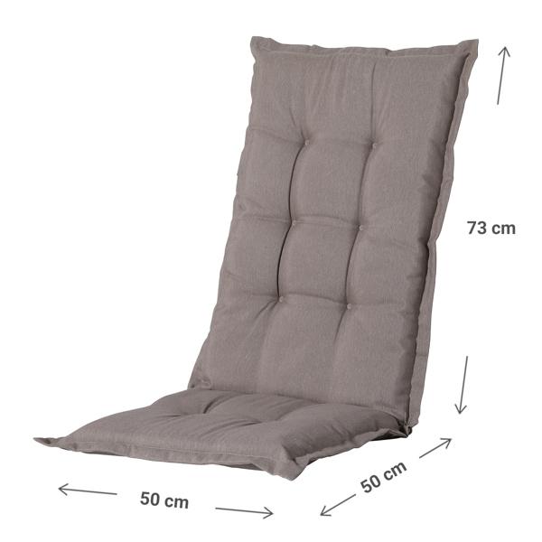 Hochlehner-Auflage 2er-Set - Weiches komfortables Gartenstuhlkissen taupe - UV-Schutz- Bindebänder- 123x50cm- Recyceltes Material