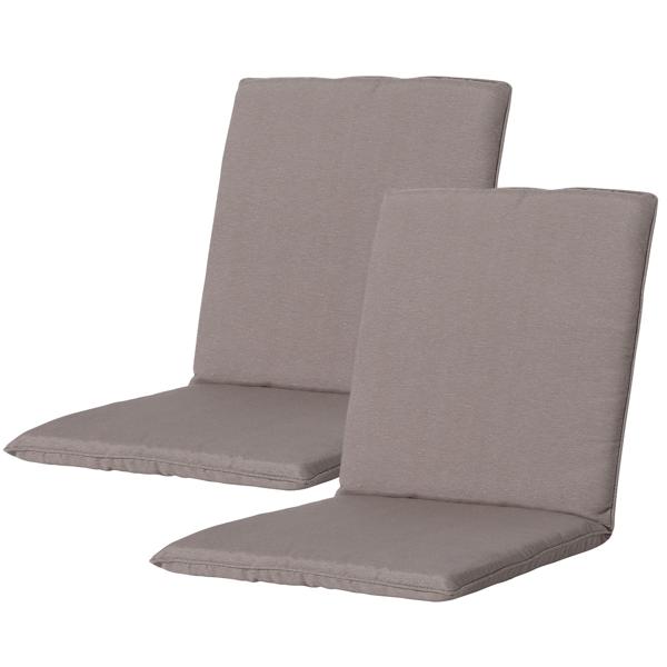 Niederlehner-Auflage 2er-Set - Weiche & komfortable Gartenstuhlkissen - Taupe, 97x49 cm - 70% recycelt, UV-Schutz, mit Bindebändern