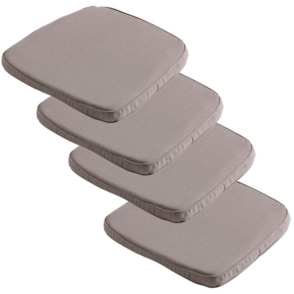 Stuhlkissen Outdoor 4er-Set - Bequeme Sitzkissen für Garten & Esszimmer - UV-Schutz, 48x48 cm, recycelt, taupe, Made in Europe