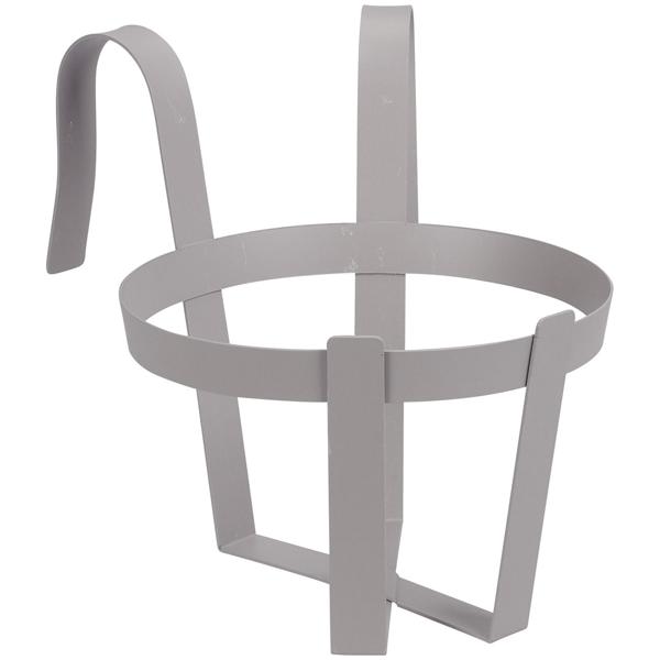 Blumentopfhalter aus Metall - Geländertopf zum Einhängen für Balkon & Terrasse - Robust, langlebig, wetterfest, grau - Ø 20 x 19,5 cm - Für Blumen & Pflanzen