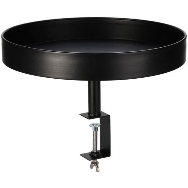Klemm-Tisch Rund Schwarz Ø36cm - Flexibler Beistelltisch zum Anklemmen für Balkon & Tisch - Metall, wetterbeständig, bis 6.5cm Plattenstärke