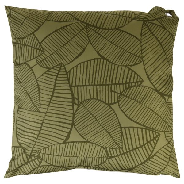 Outdoor Kissen mit Blattmuster - wetterfestes Gartenkissen Polyester grün/schwarz 45x45 cm - inkl. Füllung - robust, abwischbar & maschinenwaschbar