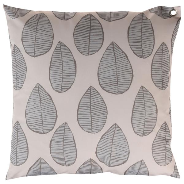 Outdoor Kissen mit graphischem Blattmuster - Wetterbeständiges Polyester für Garten & Terrasse - 45x45 cm, wasserabweisend, robust, beige/schwarz