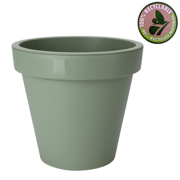 6er-Set Blumentopf rund grün - 100% recycelbarer Kunststoff - Ø 25 cm - Ideal für Innen & Aussen - Stapelbar - Langlebig & robust