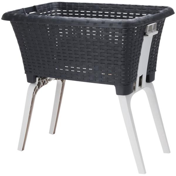 Klappbarer Wäschekorb mit Beinen - Ergonomischer Kunststoff-Wäscheständer für komfortables Arbeiten - Anthrazit/Grau - 60x40x58cm - Platzsparend verstaubar