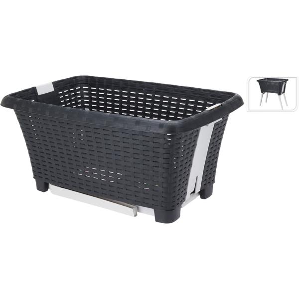 Klappbarer Wäschekorb mit Beinen - Ergonomischer Kunststoff-Wäscheständer für komfortables Arbeiten - Anthrazit/Grau - 60x40x58cm - Platzsparend verstaubar