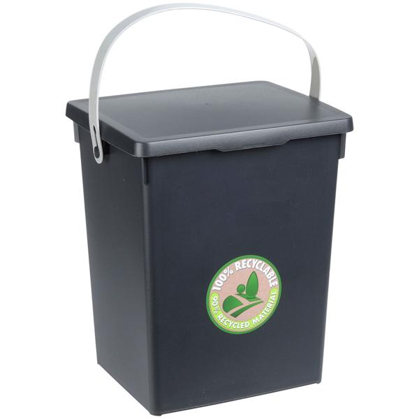 2er-Set Komposteimer Kunststoff - Geruchsdicht & fruchtfliegenfrei - Mit Henkel, aus 90% recyceltem Kunststoff, 19x18x23,5 cm, schwarz/grau