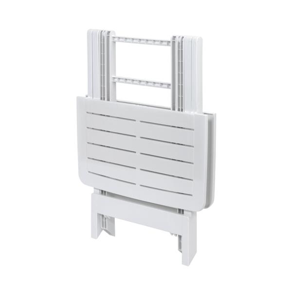 Klappbarer Kunststoff-Beistelltisch - Vielseitiger Gartentisch 45x43x50 cm - Weiss, wetterfest, robust, platzsparend & leicht zu reinigen