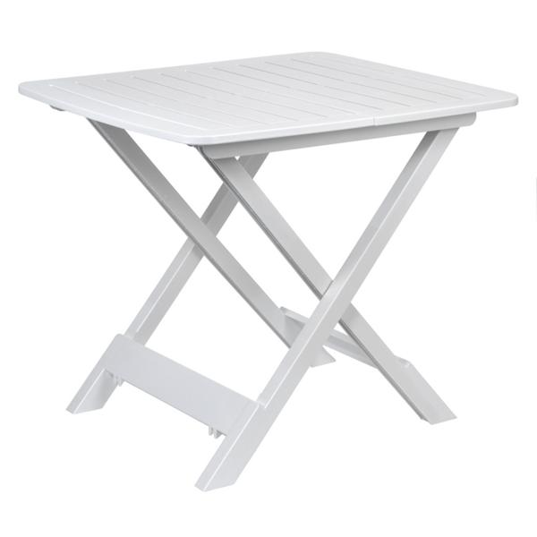 Klappbarer Kunststoff-Beistelltisch - Vielseitiger Gartentisch 45x43x50 cm - Weiss, wetterfest, robust, platzsparend & leicht zu reinigen