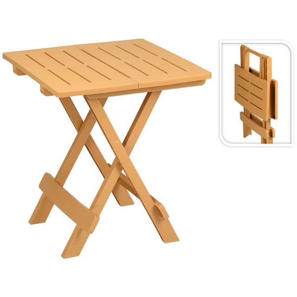 Klappbarer Beistelltisch - Garten, Balkon & Camping - Robuster Kunststoff Polypropylen braun - 45x43x50 cm - Wetterfest & Platzsparend