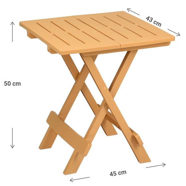 Klappbarer Beistelltisch - Garten, Balkon & Camping - Robuster Kunststoff Polypropylen braun - 45x43x50 cm - Wetterfest & Platzsparend