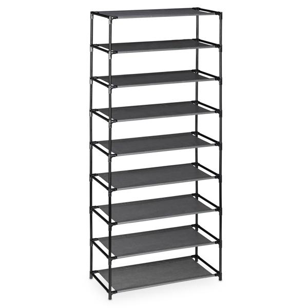 Schuhschrank aus Stoff - 8 Fächer für ca. 24 Paar Schuhe - 140x60x30cm Grau - Staub- & Mottenschutz mit Rolltür & Reissverschluss - Vliesstoff Metall Kunststoff