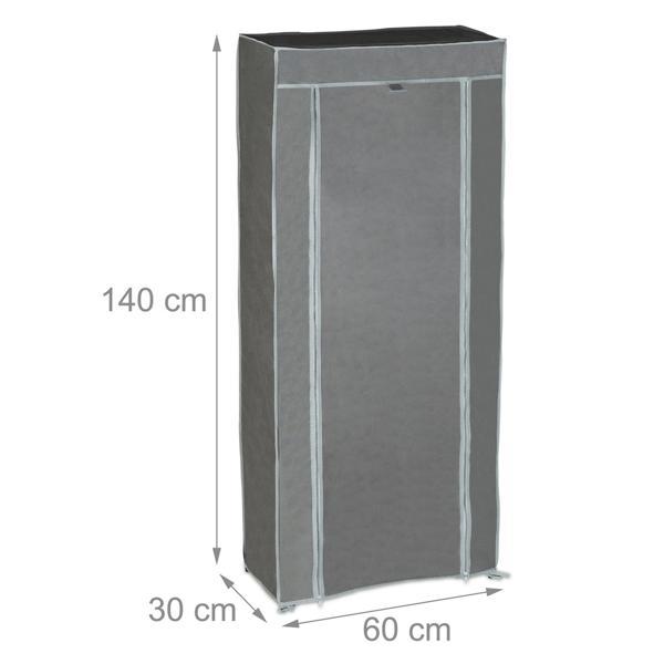 Schuhschrank aus Stoff - 8 Fächer für ca. 24 Paar Schuhe - 140x60x30cm Grau - Staub- & Mottenschutz mit Rolltür & Reissverschluss - Vliesstoff Metall Kunststoff