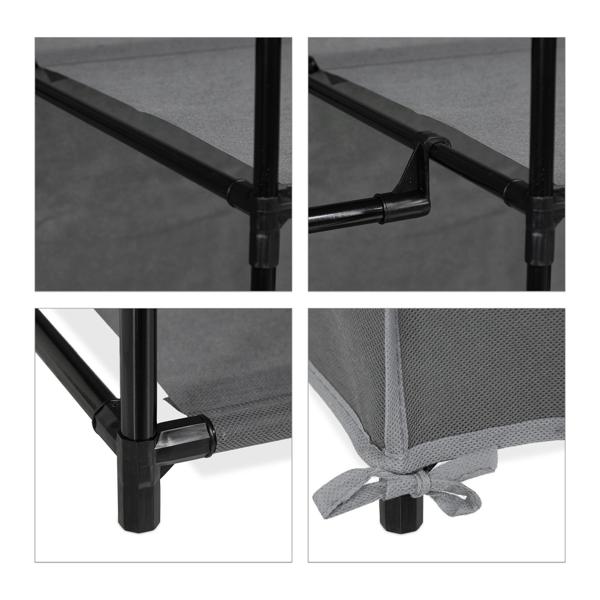 Stoffkleiderschrank Grau – Mobiler Faltschrank mit 6 Ablagefächern & Kleiderstange – 170x90x45cm – Ideal für Schlafzimmer, Camping – Robust & Platzsparend