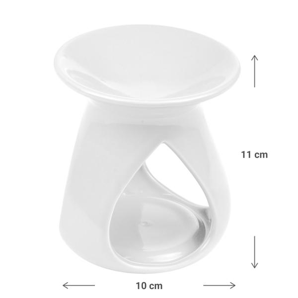Duftlampe Keramik Weiss - Aromalampe extravaganteres Design für Duftöl & Teelichter - Ø 10 x H 11 cm - Angenehmes Raumklima - Zeitlos Schön