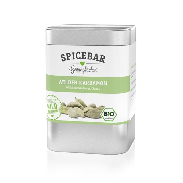 Spicebar Wilder Kardamom ganz bio - Handgesammelte Samenkapseln aus Indien - Exotisches Aroma für Kaffee, Chai Latte, Curry & Desserts - 50g