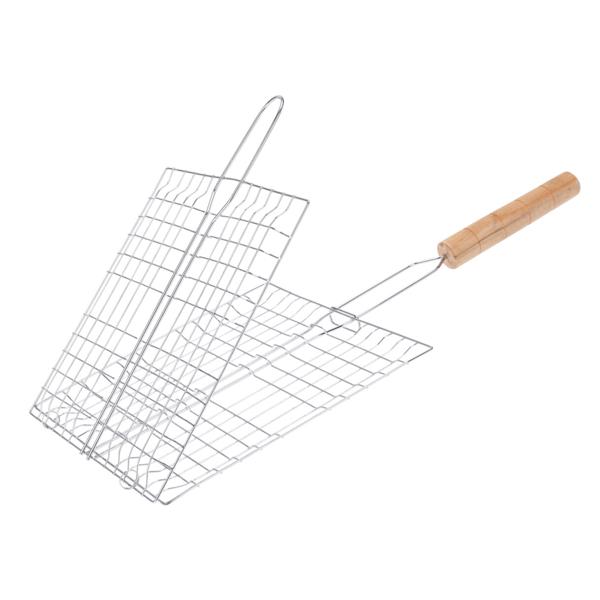 Grillgitter aus verchromtem Edelstahl für Hamburger & Fisch - Ideal für 4 Patties, Gemüse - Sicher Wenden & Antihaft - Langlebig, 21.5x23.1x1cm, Silber