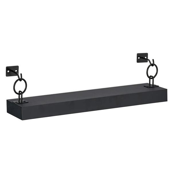 Schweberegale 2er-Set Industrial - Wandregale aus Holz & Eisen für Wohnzimmer Bad Küche - Schwarz 13x48x12cm - Max. 6kg Traglast - Einfache Montage
