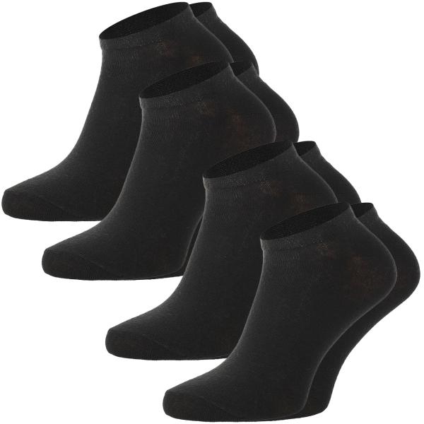 Sneaker Socken 4er-Set schwarz - Atmungsaktiv, feuchtigkeitsregulierend & rutschfest - Baumwoll-Mix 35-38 - Kein Einschneiden