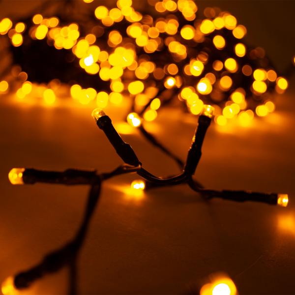 XL LED-Lichtervorhang - 480 warmweisse LEDs dimmbar - 5 Stränge, 2.4m Breite, IP44 für Innen/Aussen - Timerfunktion für Weihnachten, Partys