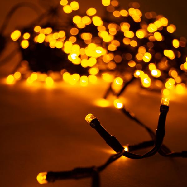 XL LED-Lichtervorhang - 480 warmweisse LEDs dimmbar - 5 Stränge, 2.4m Breite, IP44 für Innen/Aussen - Timerfunktion für Weihnachten, Partys