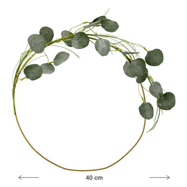 Eukalyptusring Grün Ø 40cm - Künstlicher Eukalyptuskranz - Edel-filigran & langlebig - Perfekte Deko für Tür & Fenster - Wertet Zuhause wunderschön auf