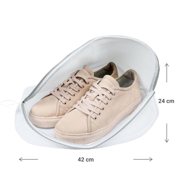 Wäschenetz für Schuhe - Waschbeutel mit Reissverschluss - 42x24cm - Schützt Schuhe, Schnürsenkel & Kleidung - Für Waschmaschine bis 95°C