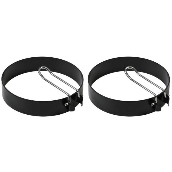 Kochring 2er-Set - Spiegeleierringform Ø 10 cm - matt-schwarz Edelstahl - Universell für Burger, Desserts & zum Backen - Einklappbarer Griff