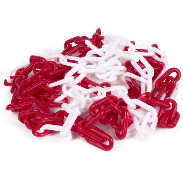 Absperrkette rot-weiss aus Kunststoff - 5 Meter lang - Ideal zur Markierung von Zugangsverboten und Bereichen - Witterungsbeständig und robust
