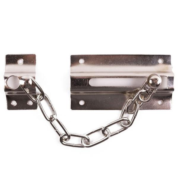Sicherheits-Türkette aus Metall - Sicherheitstürriegel für fast jede Tür - Einfache Montage - Edelstahl/Nickel Silber - 16cm Kette - 3mm Stärke