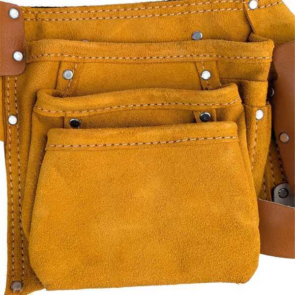 Werkzeuggürtel aus robustem Leder - Werkzeugschürze mit Nagelbeutel, Hammerhalter & Werkzeugtaschen - Braun - Für Handwerker & DIY-Projekte