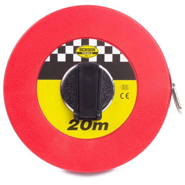 Massband Rollbandmass 20m - Präzises Vermessen grosser Entfernungen - Metall/Kunststoff - Ausziehbar, flexibel, einklappbare Handkurbel