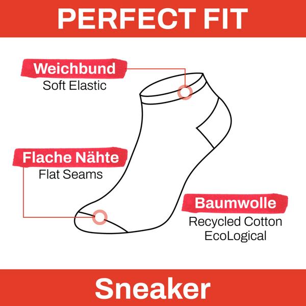 Sneaker Socken 4er-Set - Unisex Sportsocken weich & bunt 39-42 - Atmungsaktiv, feuchtigkeitsregulierend & rutschfest mit Mesh-Einsätzen für Freizeit & Sport