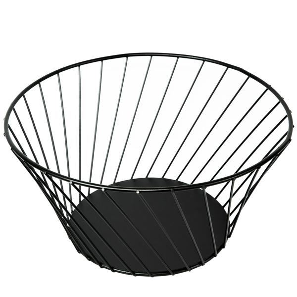 Obstkorb aus Metall Schwarz - Modernes Gitterdesign Obstschale Ø 26x12 cm - Dekoelement für Küche & Wohnzimmer - Perfekt für Früchte & Brötchen