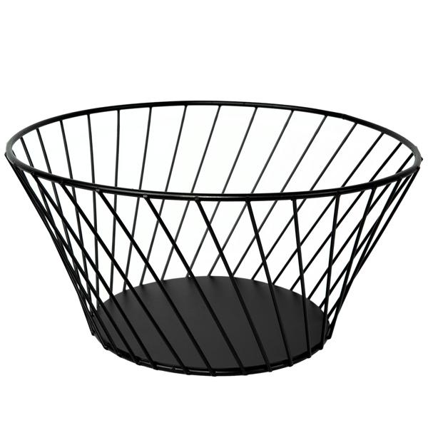 Obstkorb aus Metall Schwarz - Modernes Gitterdesign Obstschale Ø 26x12 cm - Dekoelement für Küche & Wohnzimmer - Perfekt für Früchte & Brötchen
