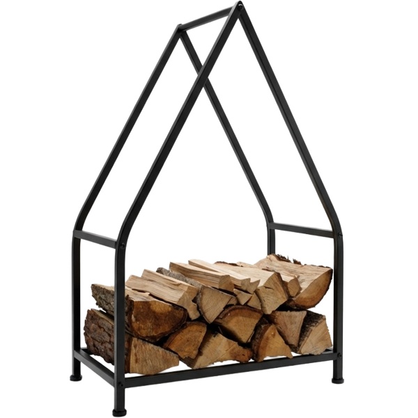 Elegantes Metall Kaminholzregal "Haus" (50x32x80cm): Schwarzer Kaminholzständer, stilvolle Brennholzaufbewahrung und perfektes Stapeln