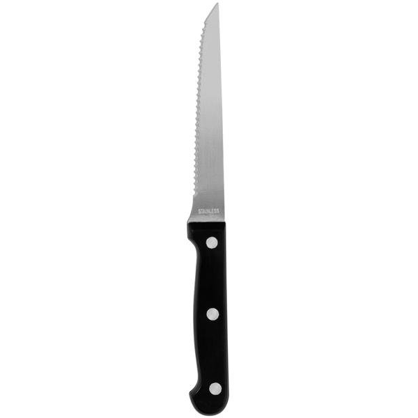 Hochwertige Steakmesser, 6er-Set aus Edelstahl, Grillmesser mit gezackten Klingen, Länge 21 cm, ideal auch für Pizza und BBQ