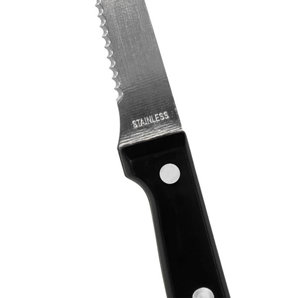 Hochwertige Steakmesser, 6er-Set aus Edelstahl, Grillmesser mit gezackten Klingen, Länge 21 cm, ideal auch für Pizza und BBQ