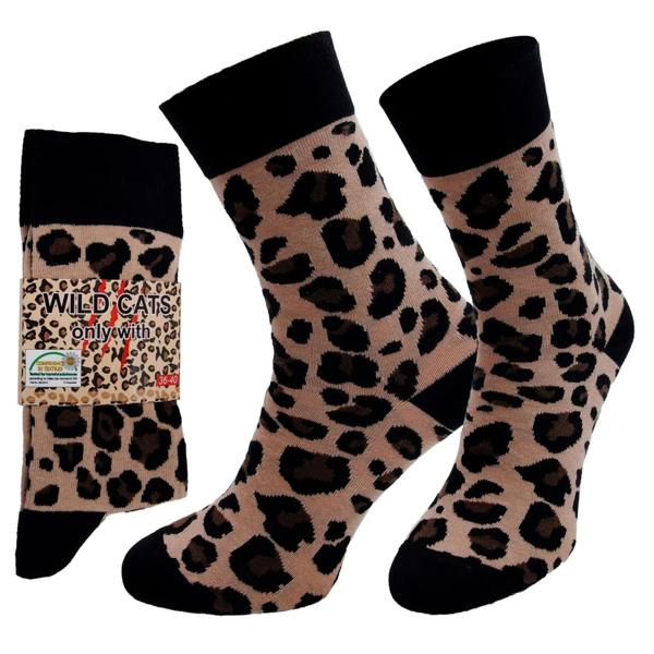 Freizeitsocken Leopard 1 Paar Grösse 36-40 - Modisches Design & komfortabler Sitz - 80% Baumwolle 17% Polyamid 3% Elasthan - EU-Herstellung