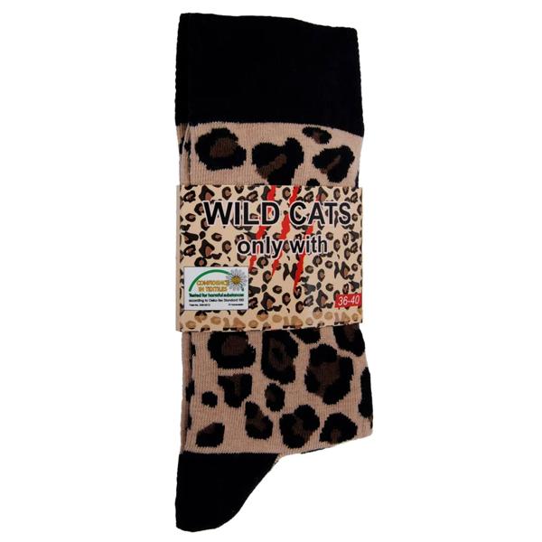 Freizeitsocken Leopard 1 Paar Grösse 36-40 - Modisches Design & komfortabler Sitz - 80% Baumwolle 17% Polyamid 3% Elasthan - EU-Herstellung