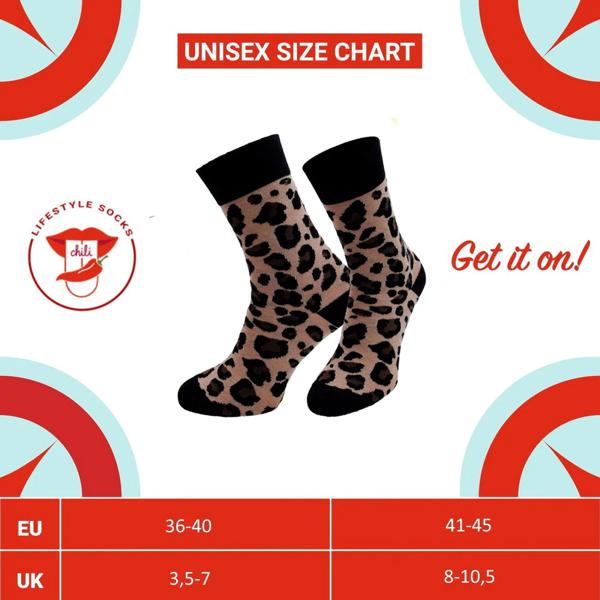 Freizeitsocken Leopard 1 Paar Grösse 36-40 - Modisches Design & komfortabler Sitz - 80% Baumwolle 17% Polyamid 3% Elasthan - EU-Herstellung